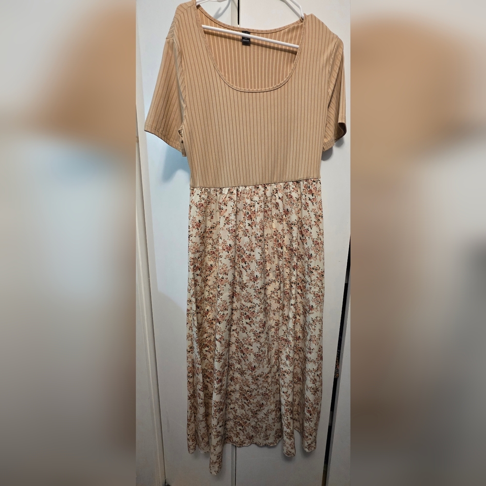 SHEIN Curve Tan Striped Top